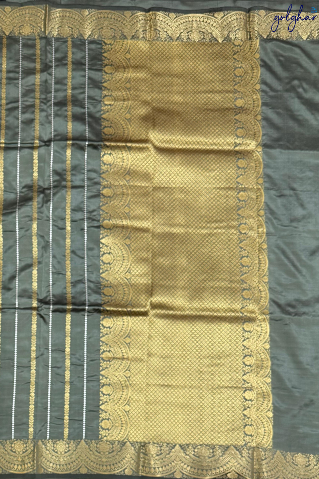 Katan Silk Grey Handloom Banarasi Saree