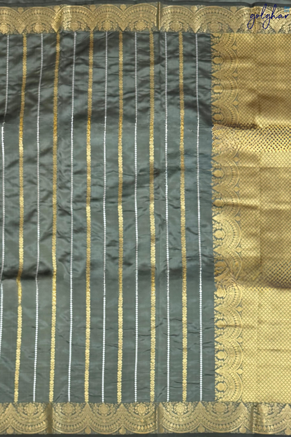 Katan Silk Grey Handloom Banarasi Saree