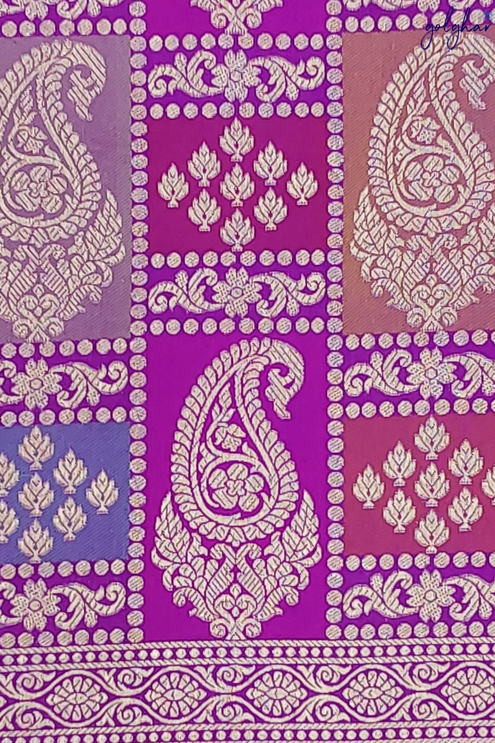 The Satin Check Buta Weave Purple Handloom Banarasi Saree