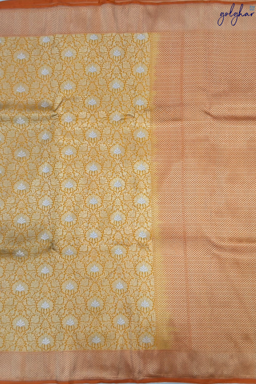Katan Silk Orange Handloom Banarasi Saree