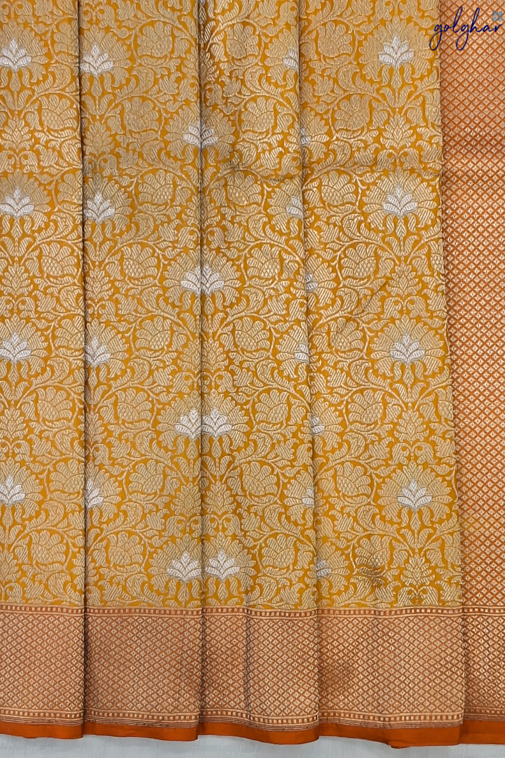 Katan Silk Orange Handloom Banarasi Saree