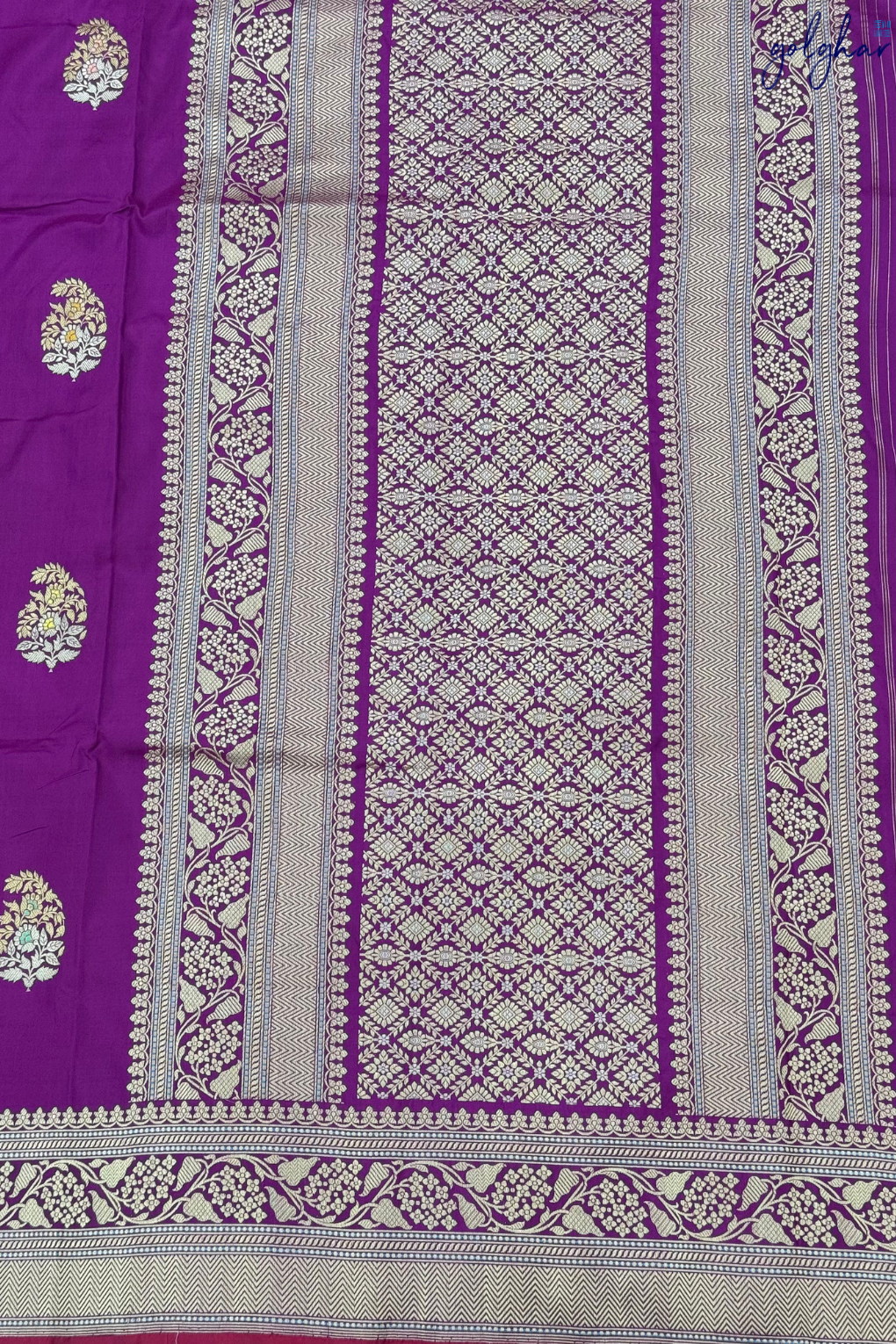 Katan Silk Purple Handloom Banarasi Saree