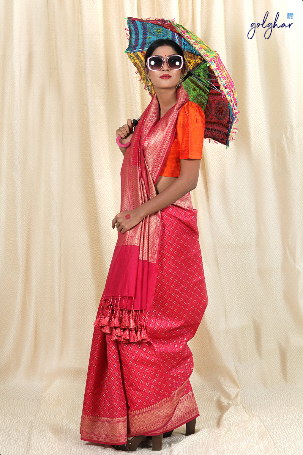 Metallic Cherry (Saree)