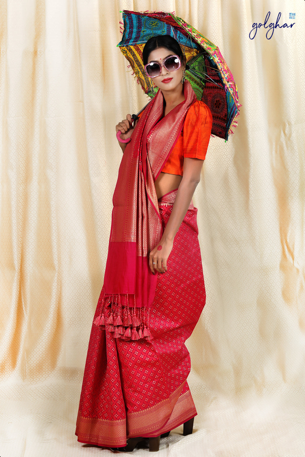 Metallic Cherry (Saree)