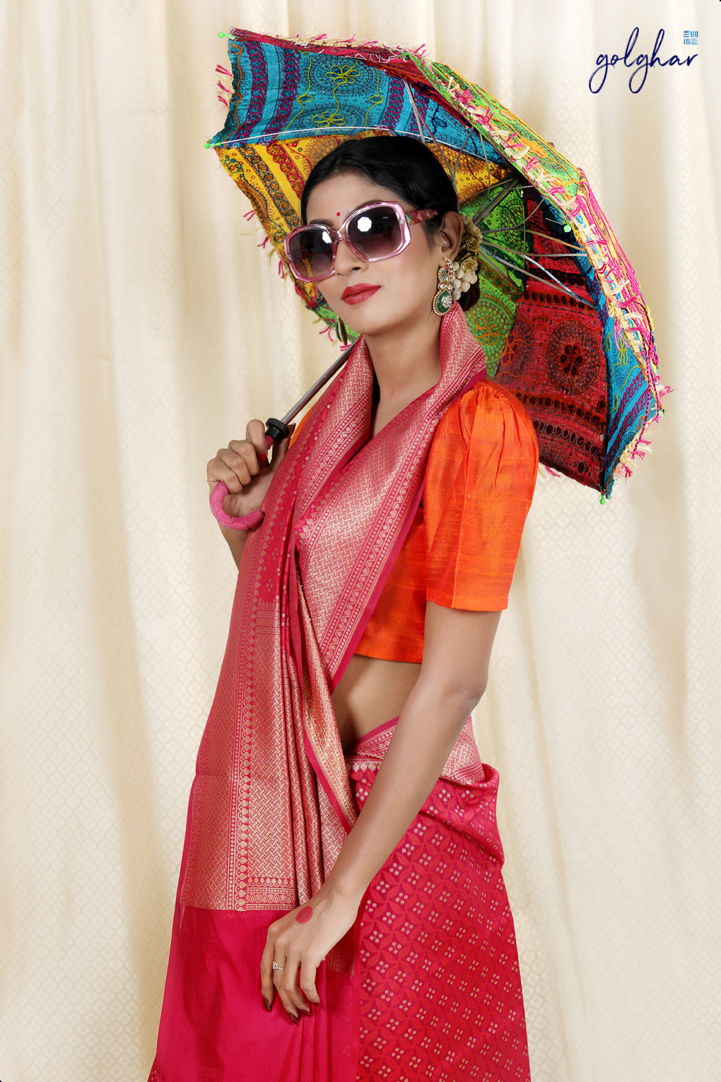 Metallic Cherry (Saree)