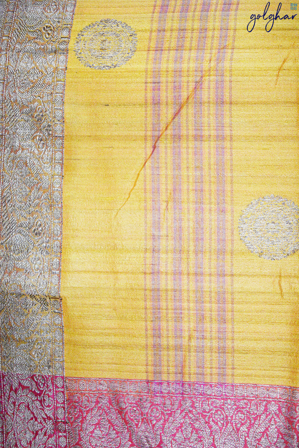 Desi Tussar Mustard Pure Silk Handloom Saree