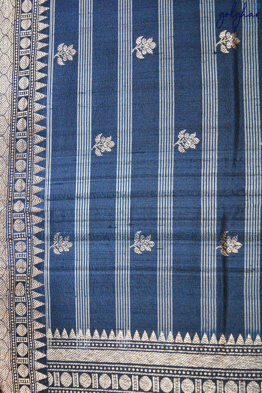 Desi Tussar Black Pure Silk Handloom Saree