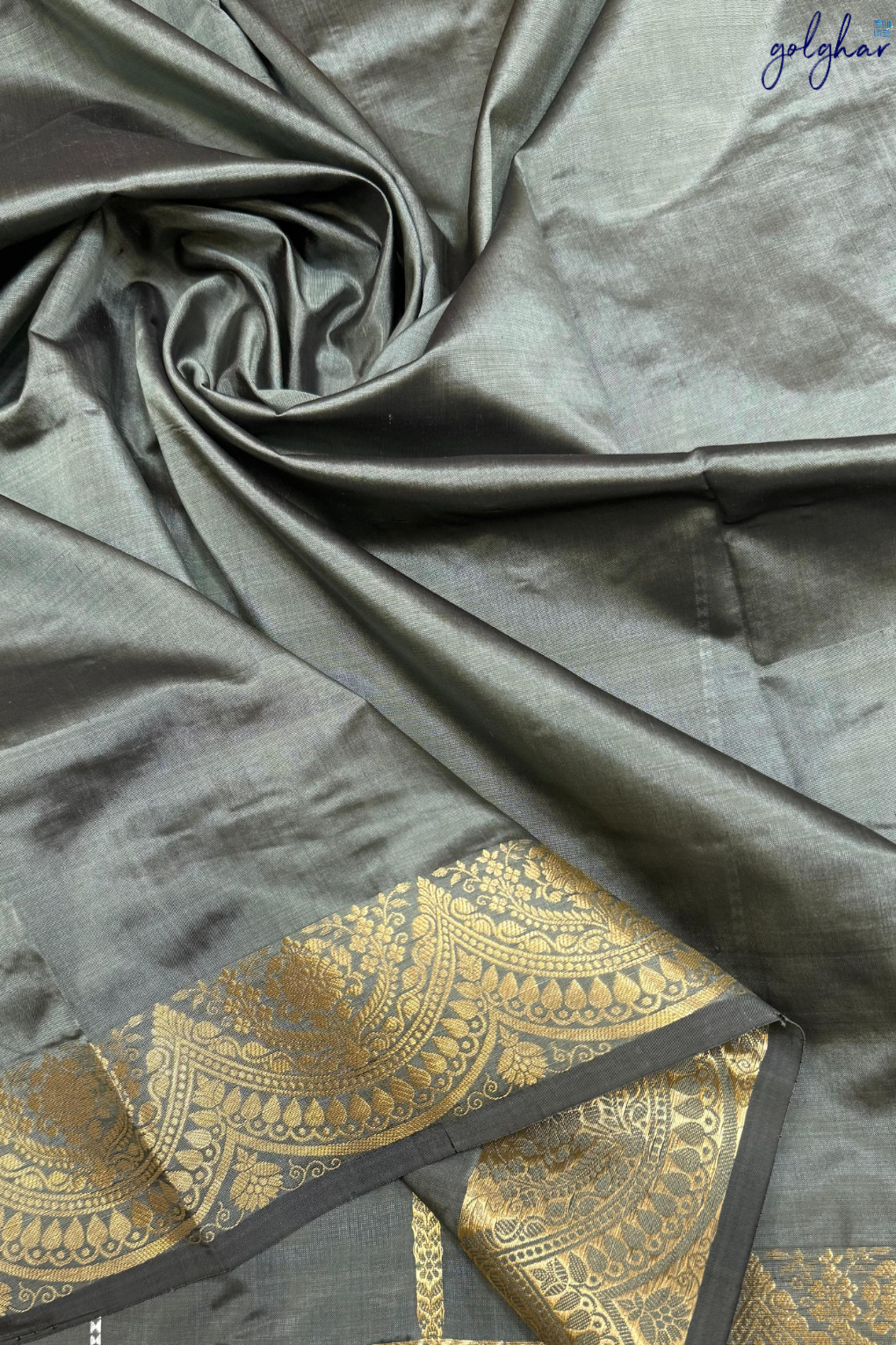 Katan Silk Grey Handloom Banarasi Saree