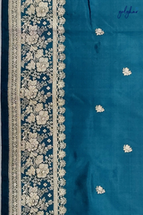 Katan Silk Aqua Blue Handloom Banarasi Saree