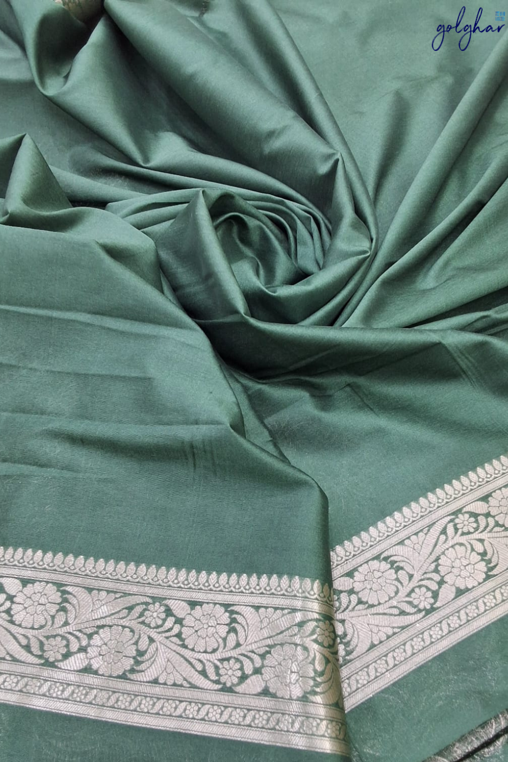 Liva Olive Green Handloom Banarasi Saree