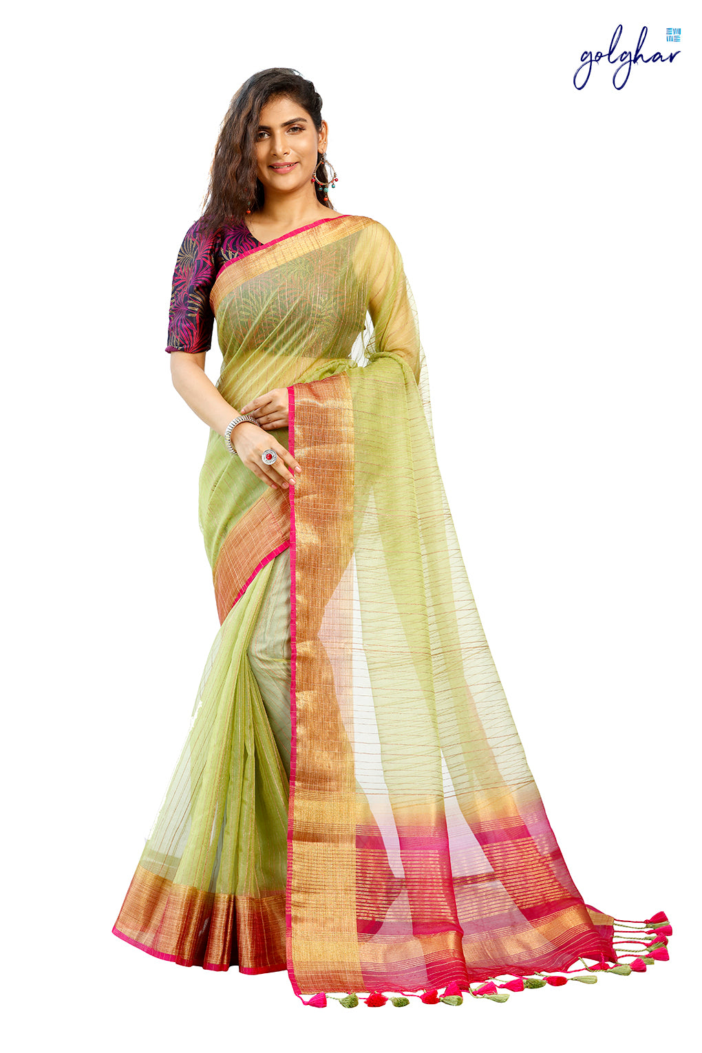 Rose Ring Parakeet (Saree)