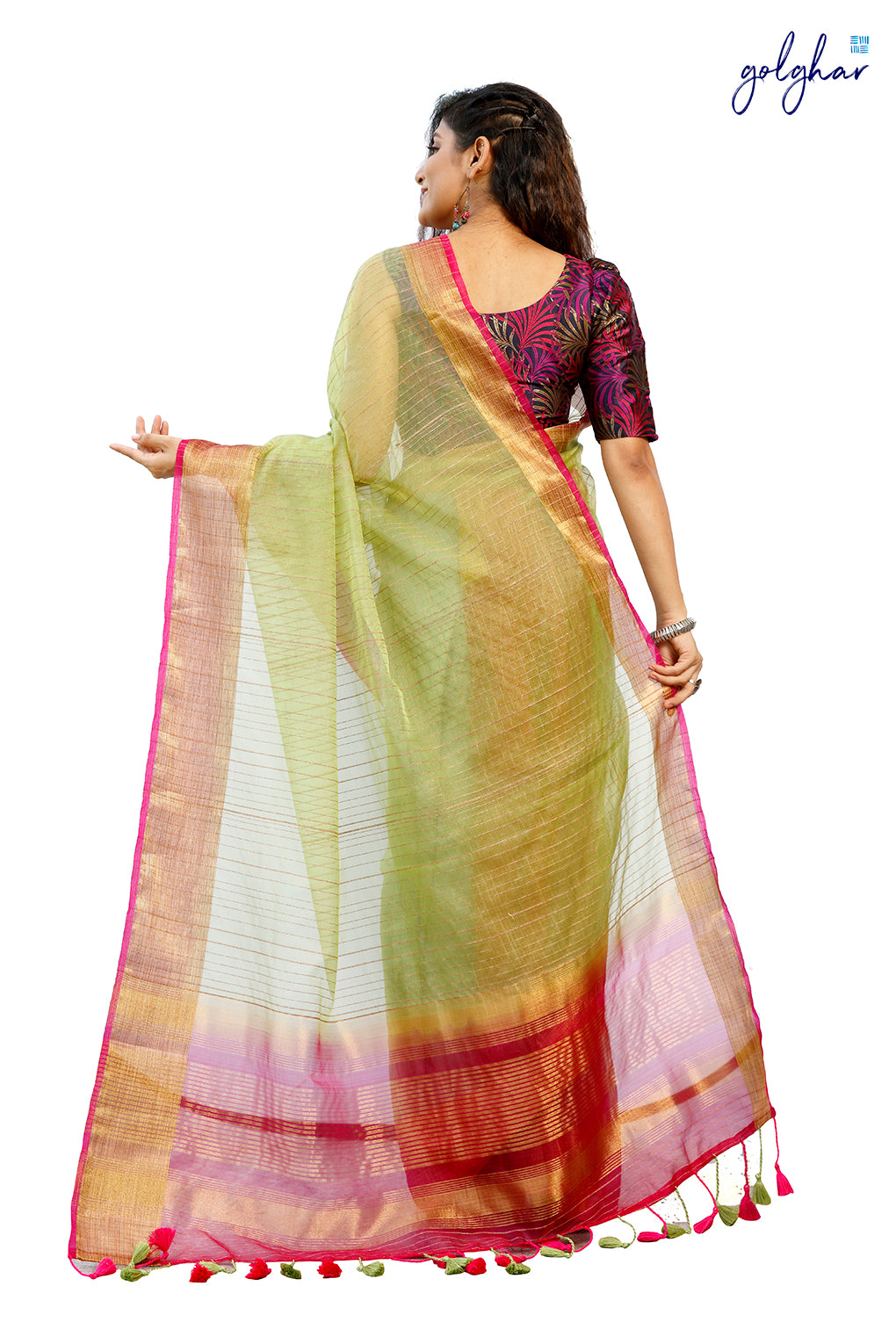 Rose Ring Parakeet (Saree)