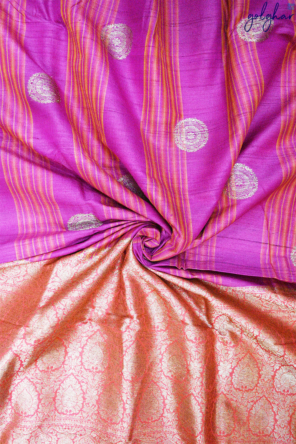 Desi Tussar Fuchsia Pure Silk Handloom Saree