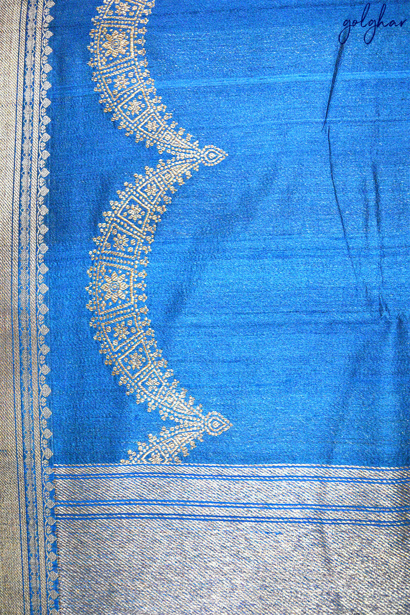 Desi Tussar Sapphire Silk Handloom Saree