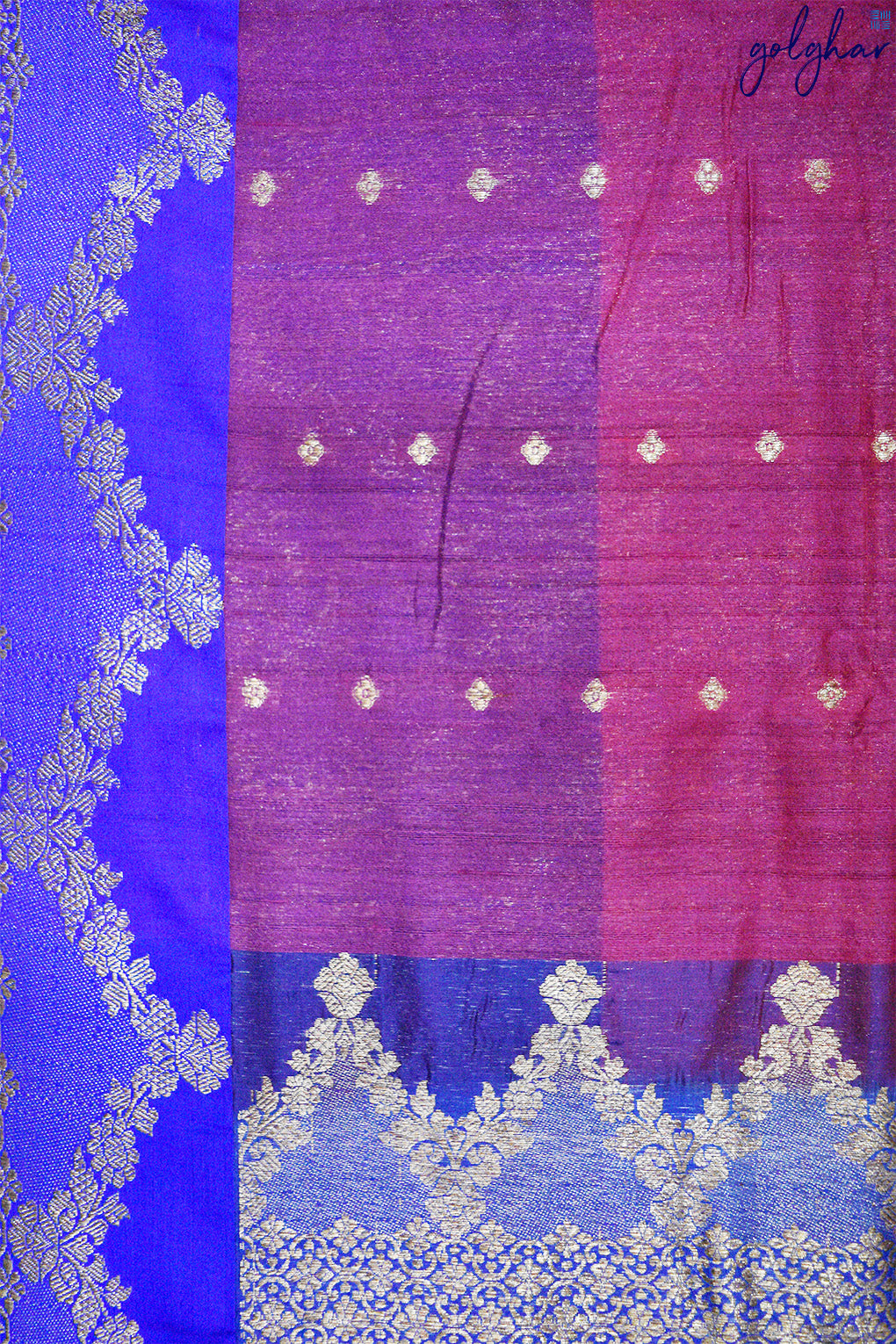 Fuchsia and Magenta Panel Weaved Handloom Banarasi Saree