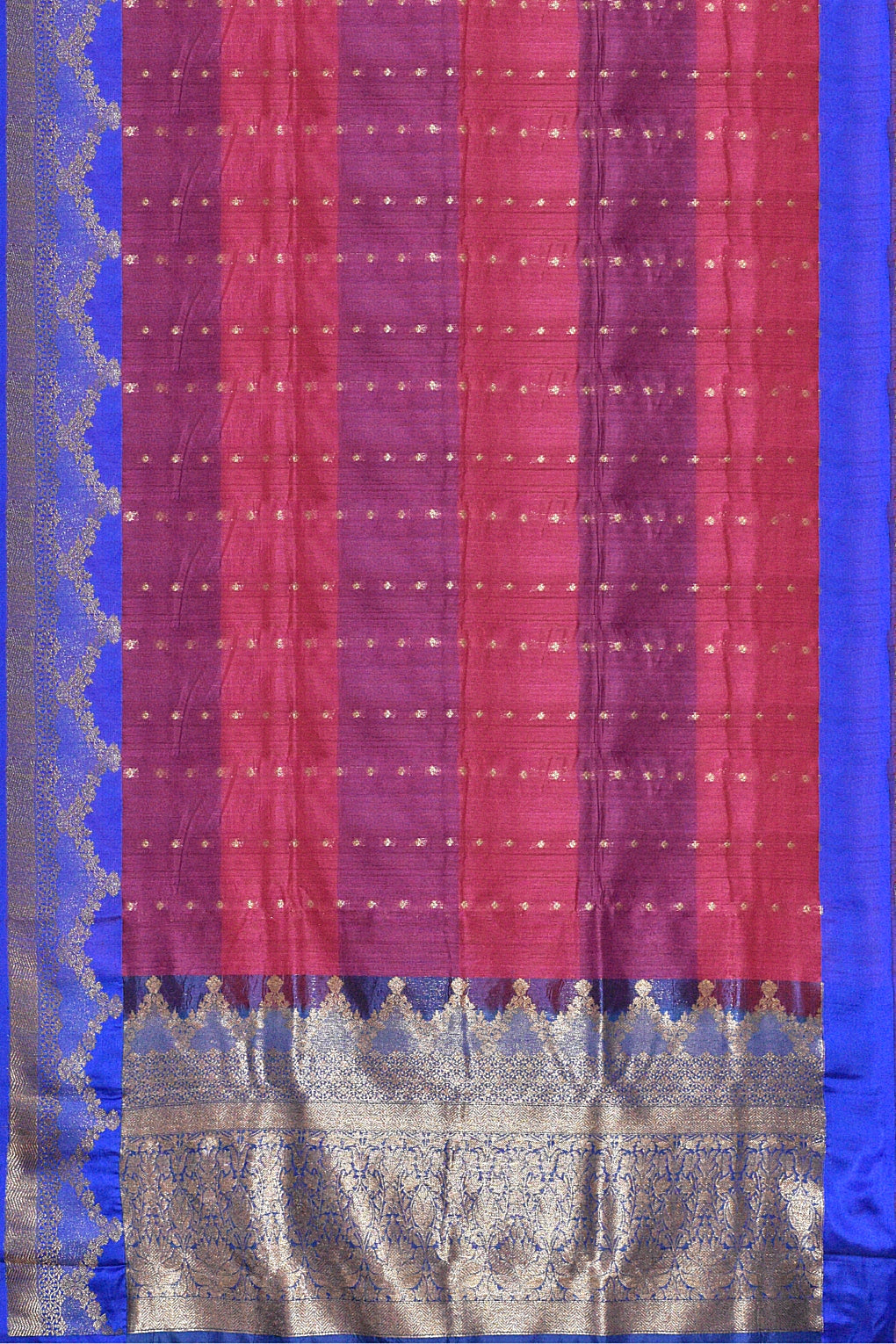 Fuchsia and Magenta Panel Weaved Handloom Banarasi Saree