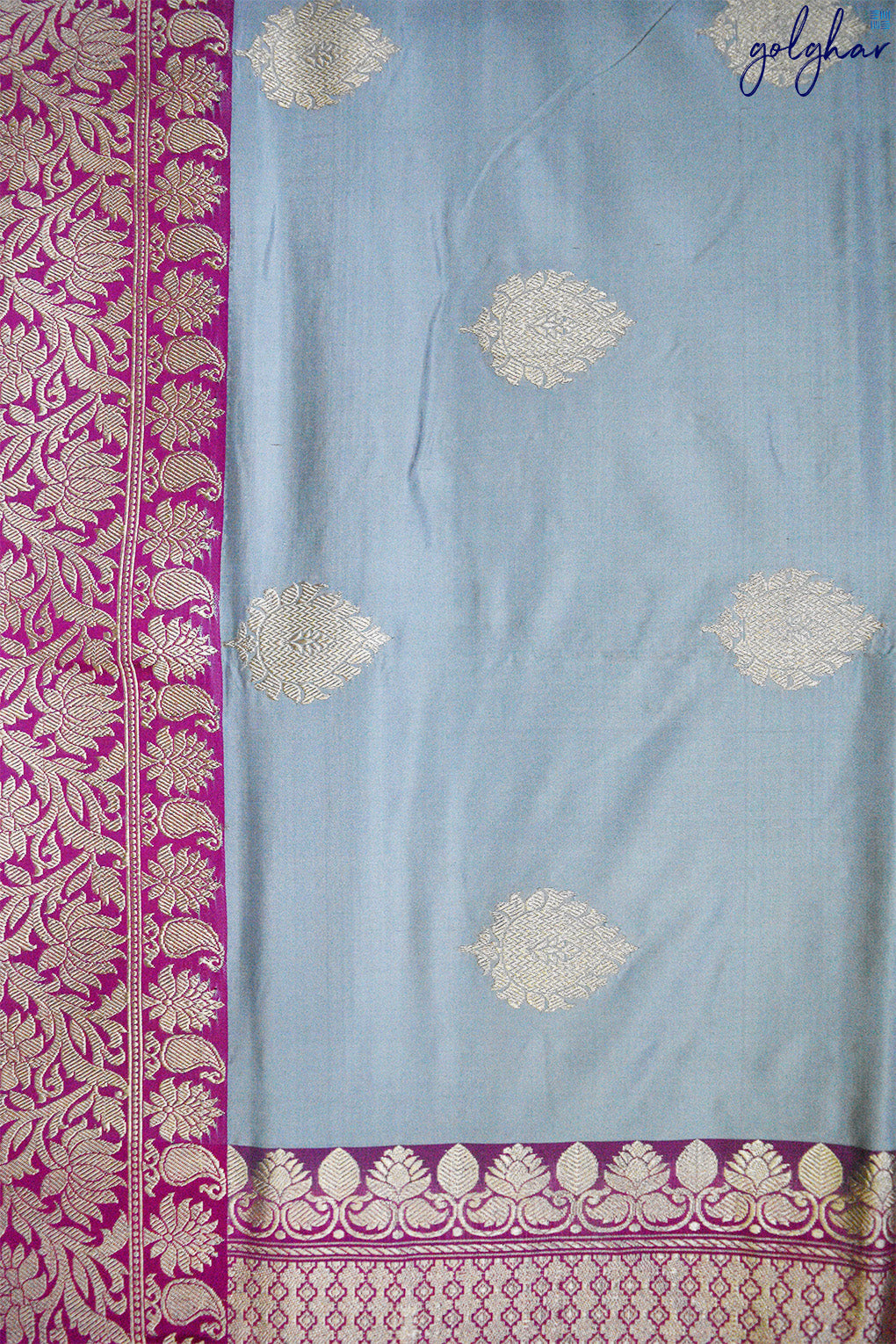 Kadhua Weave Katan Silk Light Grey Handloom Banarasi Saree