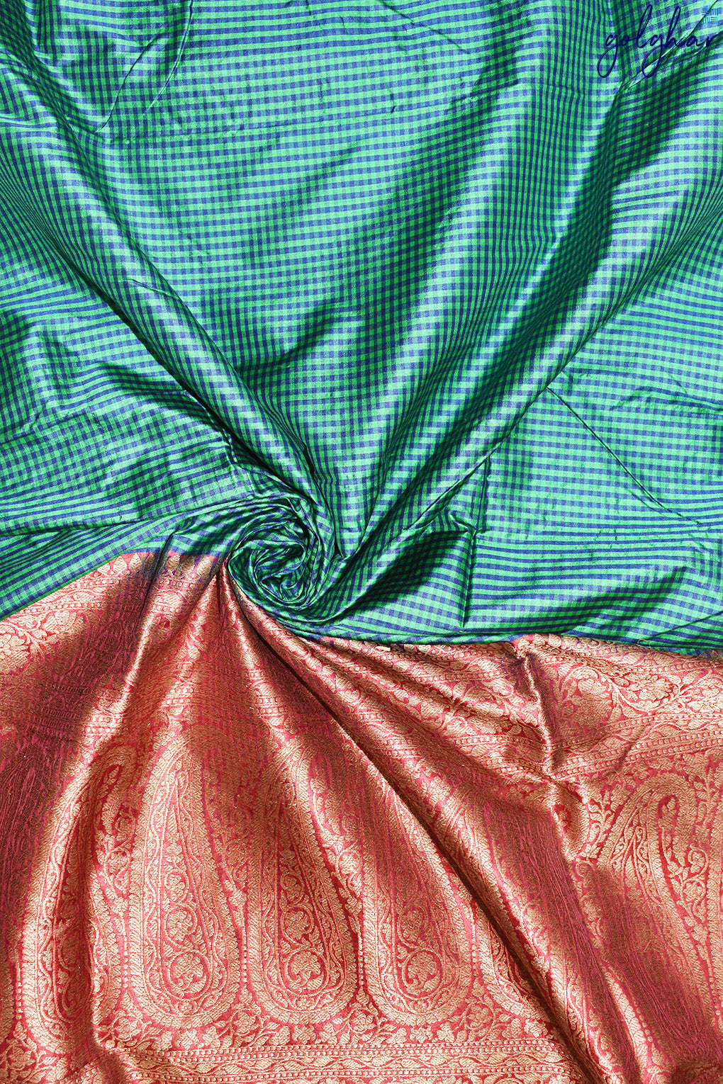 Katan Silk Sapphire Handloom Piping Border Saree