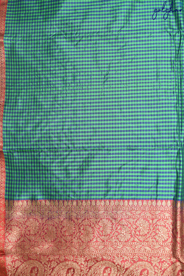 Katan Silk Sapphire Handloom Piping Border Saree