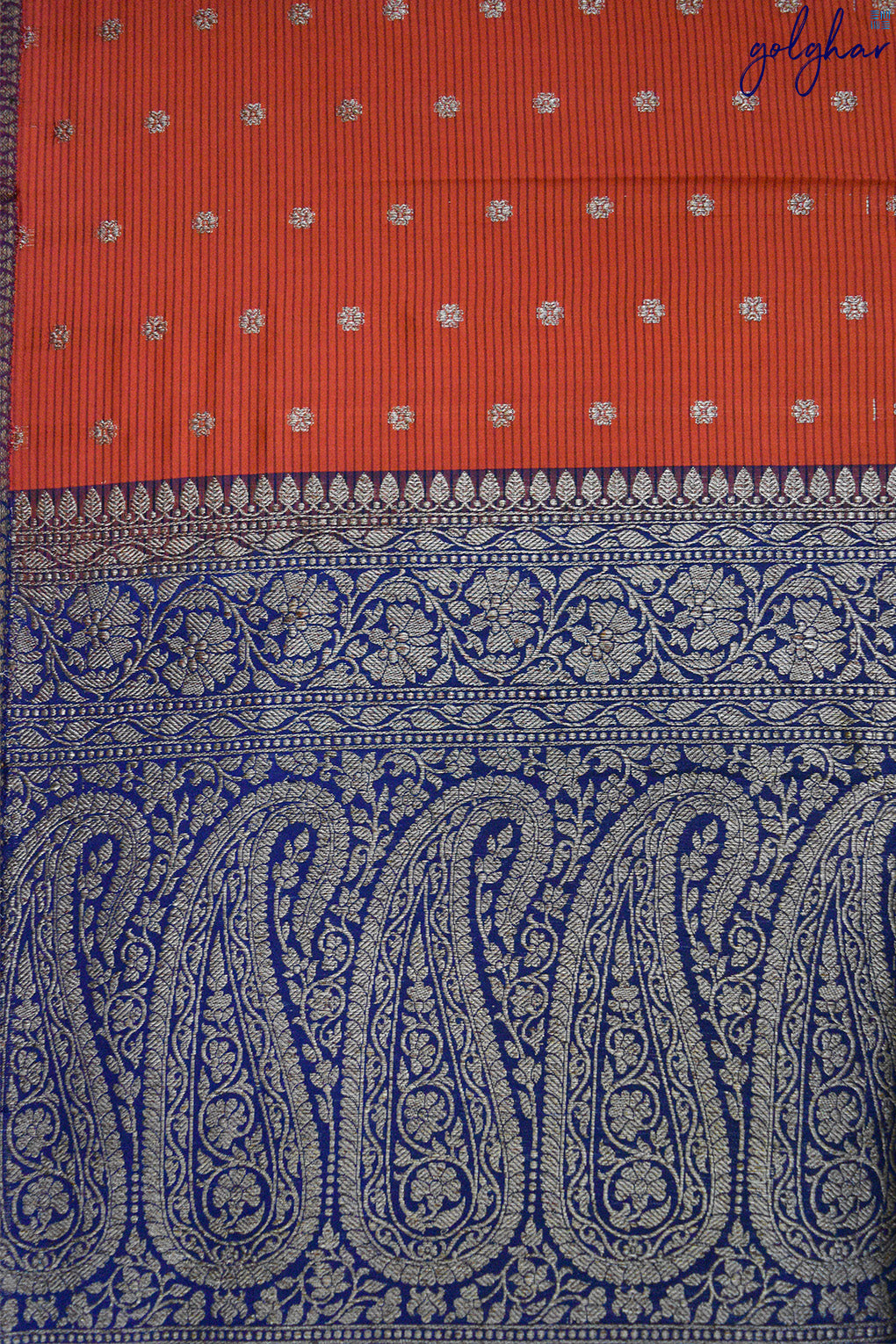 Katan Silk Orange Handloom Piping Border Saree