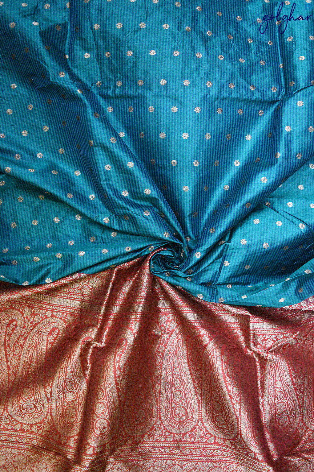 Katan Silk Blue Handloom Piping Border Saree