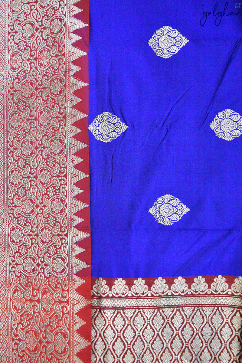 Kadhua Weave Katan Silk Royal Blue Handloom Banarasi Saree