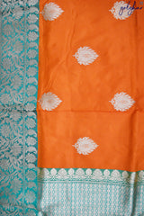 Kadhua Weave Katan Silk Orange Handloom Banarasi Saree