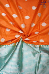 Kadhua Weave Katan Silk Orange Handloom Banarasi Saree