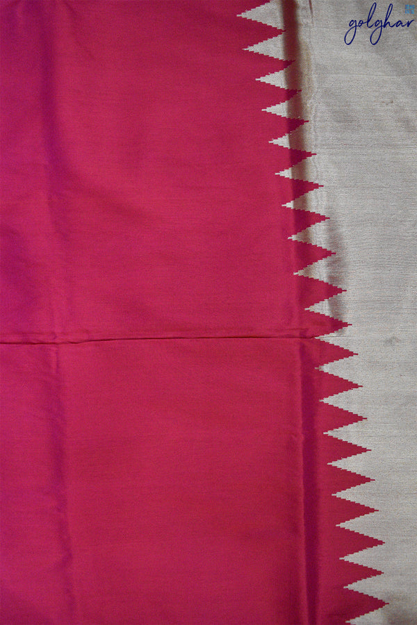 Tissue Fusion Turning Weave Katan Silk Short Fuchsia Banarasi Saree