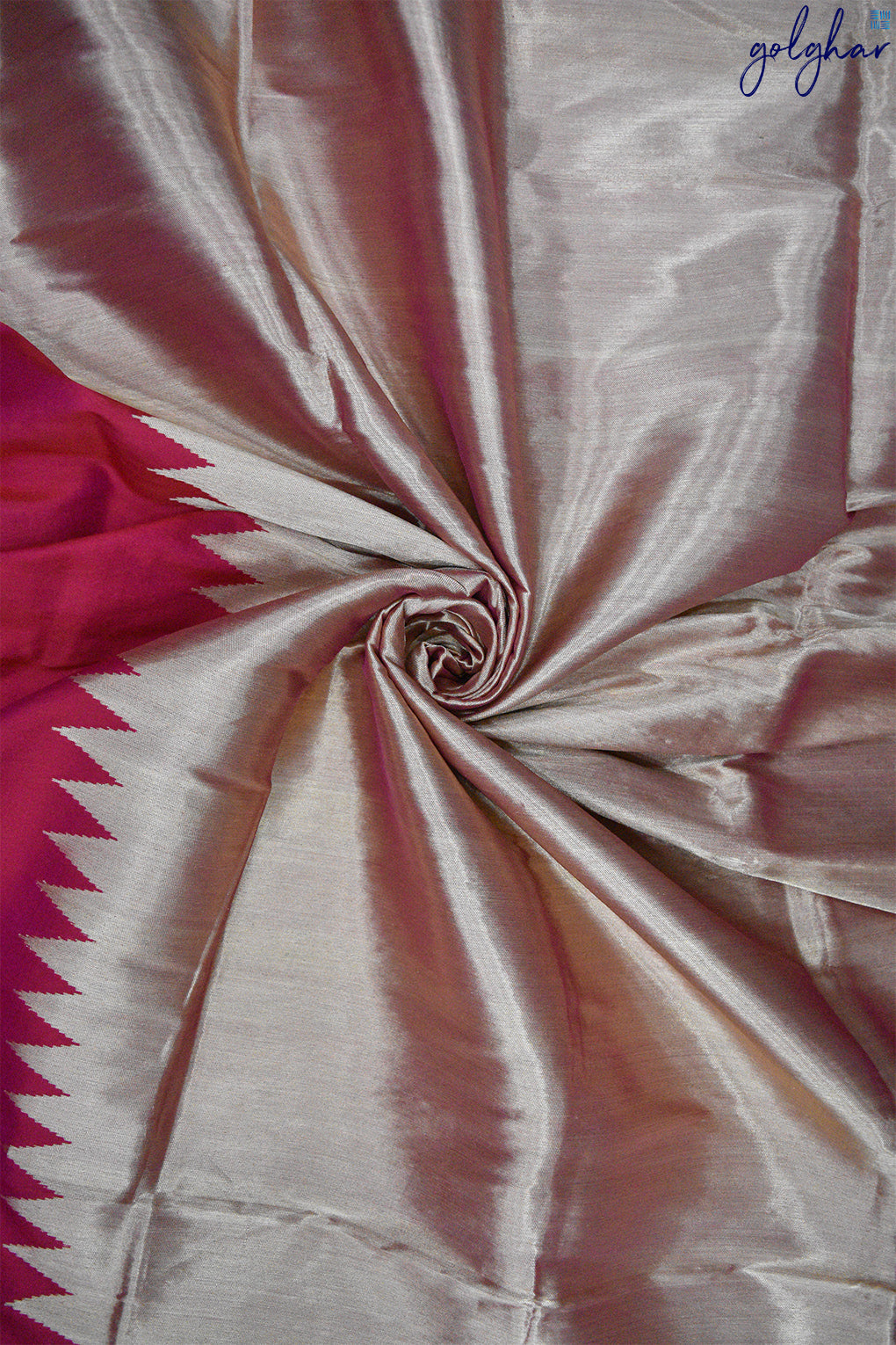 Tissue Fusion Turning Weave Katan Silk Short Fuchsia Banarasi Saree
