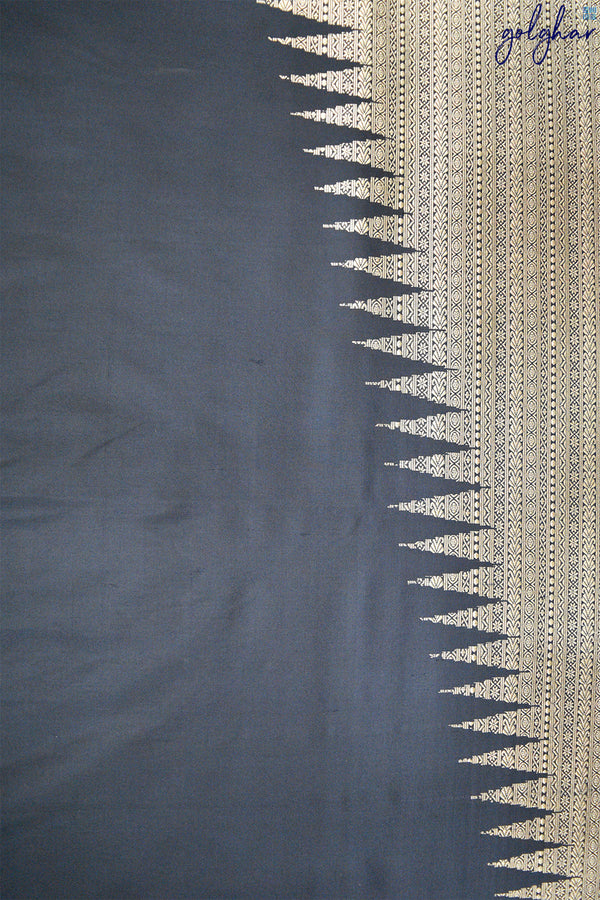 Tissue Fusion Turning Weave Katan Silk Black Banarasi Saree